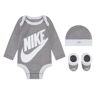 Nike Sportswear Babyuitzet FUTURA LOGO LS HAT / BODYSUIT / BOO (set, 3-delig) grijs