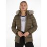 Tommy Hilfiger Donsjack TYRA DOWN JACKET WITH FUR met rand van imitatiebont op de capuchon groen Extra Small