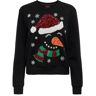 Only Kerst-sweatshirt ONLYDA XMAS L/S O-NECK BOX SWT met verschillende kerstmotieven zwart Extra Small