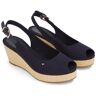 NU 20% KORTING: Tommy Hilfiger Sandaaltjes ICONIC ELBA SLING BACK WEDGE blauw 35;36;37;38;39;40;41;42