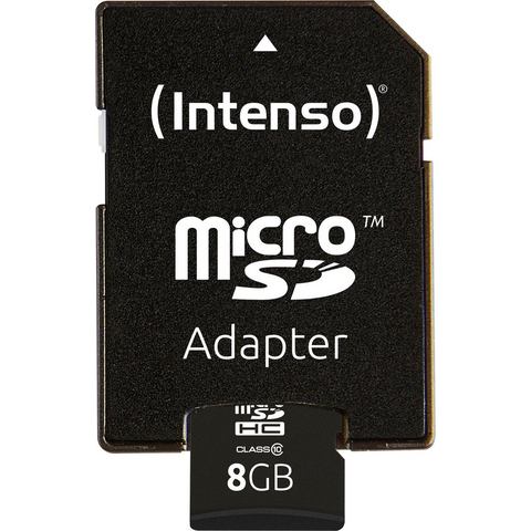 Intenso »microSDHC Class 10 + SD-Adapter« geheugenkaart  - 6.99 - zwart - Size: 8