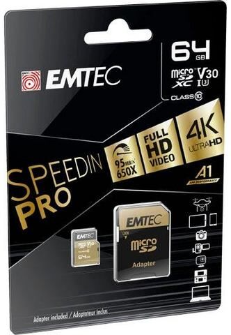 EMTEC »microSD UHS-I U3 V30 SpeedIN PRO« geheugenkaart  - 13.72 - zwart - Size: 64