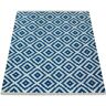 Paco Home Wollen kleed Kenitra 500 Platweefsel, zuivere wol, met de hand geweven, geruit design, met franje blauw 60 cm x 110 cm x 12 mm