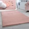 Paco Home Vachtvloerkleed Rabbit 780 Imitatiebont, voelt als konijnenbont, een heerlijk zacht vloerkleed, unikleuren roze 100 cm x 200 cm x 26 mm