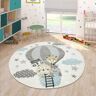 Paco Home Kindervloerkleed Cosmo 343 3d-design, schattig dier motief, pastelkleuren, kinderkamer beige Ø 160 cm x 18 mm