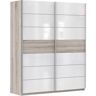 FORTE Zweefdeurkast Rondino met witte hoogglans afwerking beige 170 cm x 210 cm x 61 cm