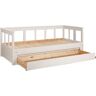 Vipack Bed Vipack Pino Hoogslaper met spijlen, LF 90x200 cm, uittrekbaar tot 180x200 cm wit