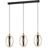 EGLO Hanglamp BASILDON zwart, bruin / l78 x h110 x b16 cm / van hout en metaal / eettafel (1 stuk) zwart