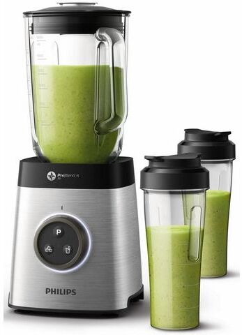 Philips High Speed-blender HR3655/00 Avance Collection 1400W, 35.000 u/min, incl. 2 drinkflessen  - 135.10 - zilver