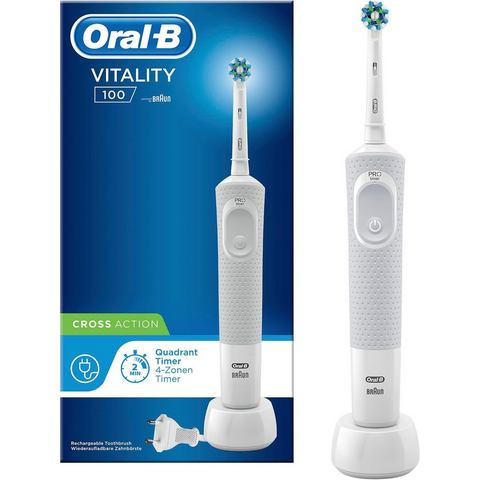 Oral B elektrische tandenborstel Vitality 100 CrossAction wit, 1 opzetborsteltje  - 29.99 - wit