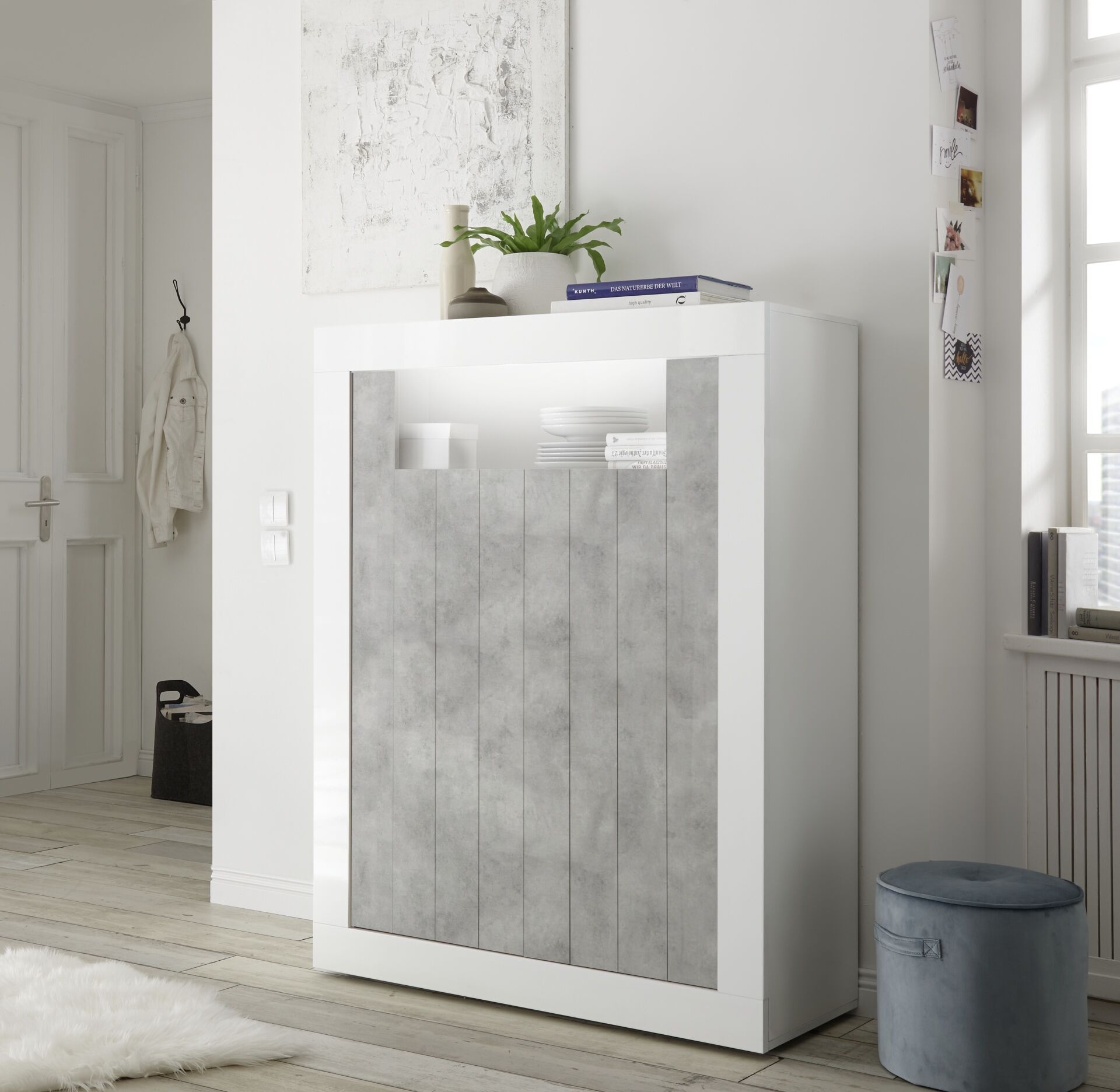 Highboard kast hoogglans betonlook