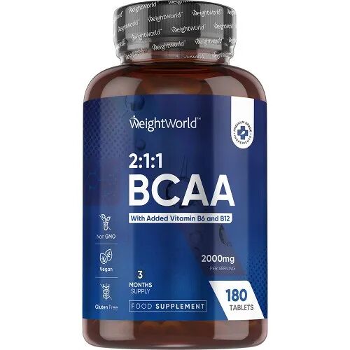 BCAA met vitamine B6 - 1000 mg 180 Tablet - Aminozuur supplement draagt bij tot de groei van spiermassa