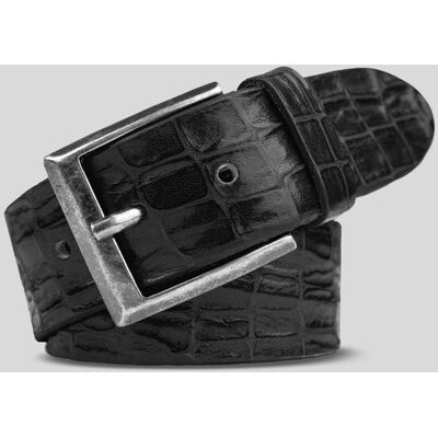 Meyer Riem Uni Leather Crocodile Look Texture Zwart / male Meyer Riem Uni Leather Crocodile Look Texture Zwart / male