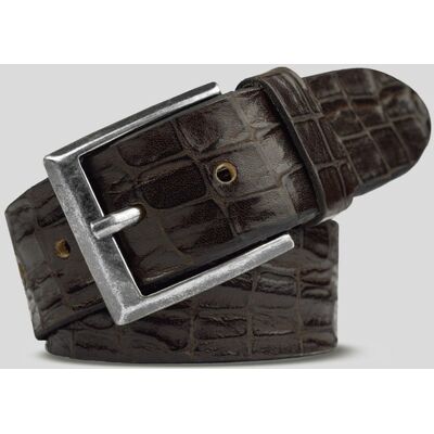 Meyer Riem Uni Leather Crocodile Look Texture Bruin / male Meyer Riem Uni Leather Crocodile Look Texture Bruin / male