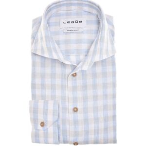 Ledûb Overhemd Cotton-Linen Blend Check Blauw / male Ledûb Overhemd Cotton-Linen Blend Check Blauw / male