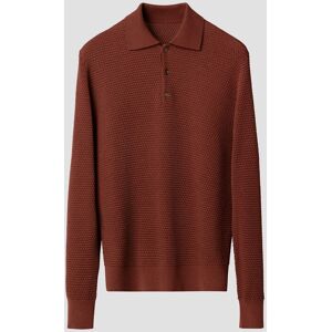 Eton Trui Structure Knit Polo Pullover Extrafine Merino Donker Rood / male Eton Trui Structure Knit Polo Pullover Extrafine Merino Donker Rood / male