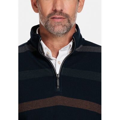 Baileys Trui Jacquard Piqué Yarn Dyed Stripe Halfzip Sweat Donker Groen / male Baileys Trui Jacquard Piqué Yarn Dyed Stripe Halfzip Sweat Donker Groen / male