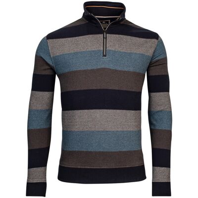 Baileys Trui Sweat Halfzip Jacquard Piqué Yarn Dyed Stripe Adriatic Blue / male Baileys Trui Sweat Halfzip Jacquard Piqué Yarn Dyed Stripe Adriatic Blue / male