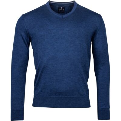 Baileys Trui Uni Merino V-Neck Single Knit Deep Denim Blue / male Baileys Trui Uni Merino V-Neck Single Knit Deep Denim Blue / male