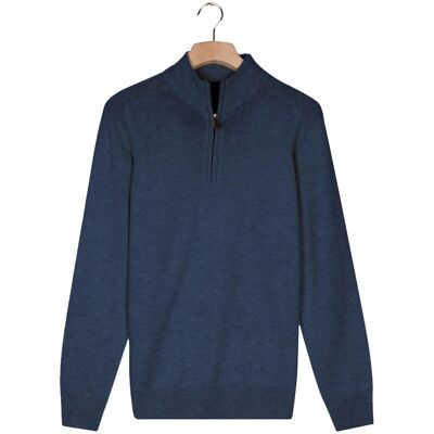 Baileys Trui Half Zip Single Knit Lamswol Dark Denim Blue / male Baileys Trui Half Zip Single Knit Lamswol Dark Denim Blue / male
