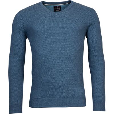 Baileys Trui V-Neck Allover 2-Tone Structure Knit Raf Blue / male Baileys Trui V-Neck Allover 2-Tone Structure Knit Raf Blue / male