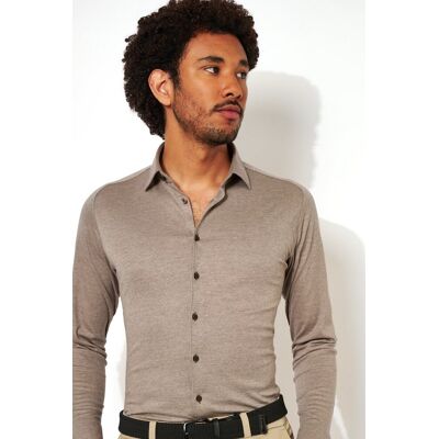 Desoto Overhemd Kent Piqué Optics Jersey Licht Bruin / male Desoto Overhemd Kent Piqué Optics Jersey Licht Bruin / male