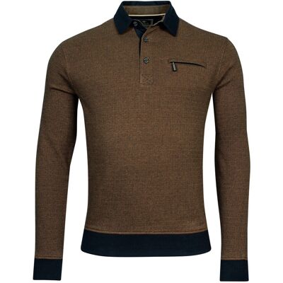 Baileys Trui Sweat Polo Collar Buttons Two-Tone Jacquard Donker Goud / male Baileys Trui Sweat Polo Collar Buttons Two-Tone Jacquard Donker Goud / male