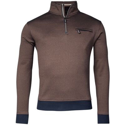 Baileys Trui Halfzip 2-Tone Jacquard Sweatshirt Choco Brown / male Baileys Trui Halfzip 2-Tone Jacquard Sweatshirt Choco Brown / male