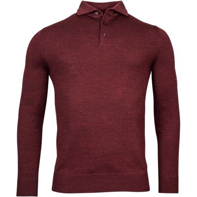 Baileys Trui Merino Blend Pullover Polo Collar Buttons Single Knit Bordeaux / male Baileys Trui Merino Blend Pullover Polo Collar Buttons Single Knit Bordeaux / male