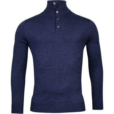Baileys Trui Buttons Collar Placket Merino Blend Deep Denim Blue / male Baileys Trui Buttons Collar Placket Merino Blend Deep Denim Blue / male