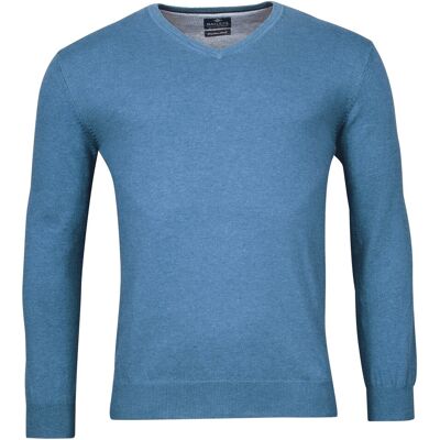 Baileys Trui V-Hals Single Knit Pima Cotton Midden Blauw Melange / male Baileys Trui V-Hals Single Knit Pima Cotton Midden Blauw Melange / male