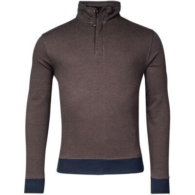 Baileys Trui Sweat Halfzip Jacquard Doubleface Interlock Choco Brown / male Baileys Trui Sweat Halfzip Jacquard Doubleface Interlock Choco Brown / male