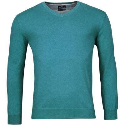 Baileys Trui V-Hals Single Knit Pima Cotton Deep Aqua Melange / male Baileys Trui V-Hals Single Knit Pima Cotton Deep Aqua Melange / male