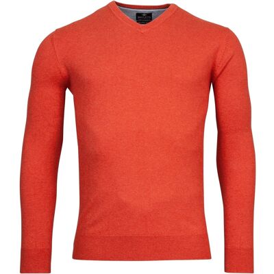 Baileys Trui V-Hals Single Knit Pima Cotton Dark Coral Melange / male Baileys Trui V-Hals Single Knit Pima Cotton Dark Coral Melange / male