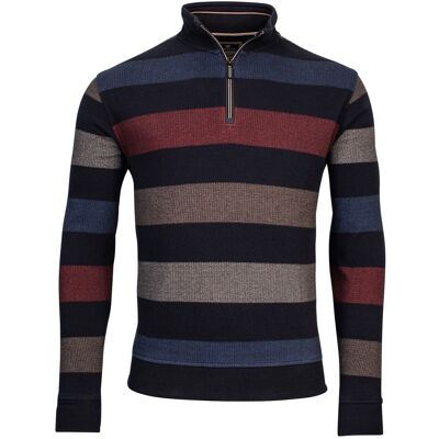 Baileys Trui Sweat Halfzip Jacquard Piqué Yarn Dyed Stripe Denim Blue / male Baileys Trui Sweat Halfzip Jacquard Piqué Yarn Dyed Stripe Denim Blue / male