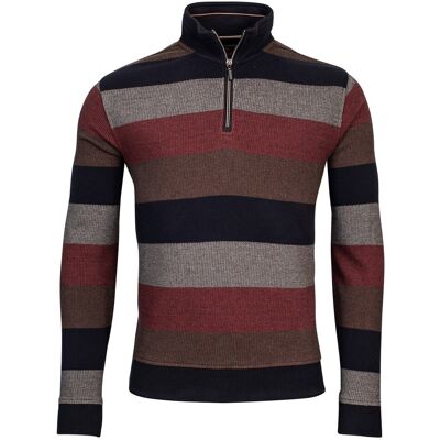 Baileys Trui Sweat Halfzip Jacquard Piqué Yarn Dyed Stripe Dark Terra / male Baileys Trui Sweat Halfzip Jacquard Piqué Yarn Dyed Stripe Dark Terra / male