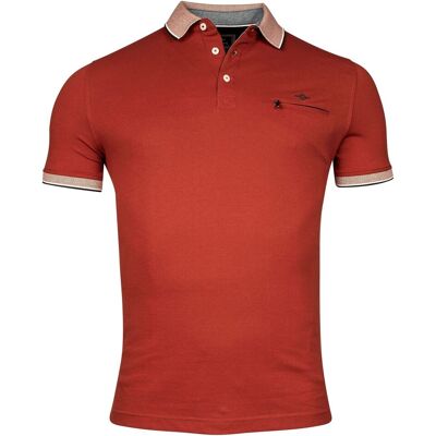 Baileys Polo Piqué Zipper Breast Pocket Subtle Contrast Red Earth / male Baileys Polo Piqué Zipper Breast Pocket Subtle Contrast Red Earth / male