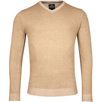 Baileys Trui V-Neck Body And Sleeves Two-Tone Structure Jacquard Donker Zand / male Baileys Trui V-Neck Body And Sleeves Two-Tone Structure Jacquard Donker Zand / male