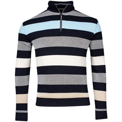 Baileys Trui Half Zip Piqué Doubleface Two-Tone Yarn Dyed Stripes Navy / male Baileys Trui Half Zip Piqué Doubleface Two-Tone Yarn Dyed Stripes Navy / male