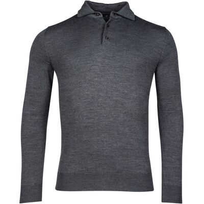 Baileys Trui Merino Blend Pullover Polo Collar Buttons Single Knit Dark Grey / male Baileys Trui Merino Blend Pullover Polo Collar Buttons Single Knit Dark Grey / male