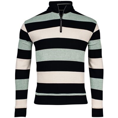 Baileys Trui Half Zip Piqué Doubleface Yarn Dyed Two-Tone Stripes Groen / male Baileys Trui Half Zip Piqué Doubleface Yarn Dyed Two-Tone Stripes Groen / male