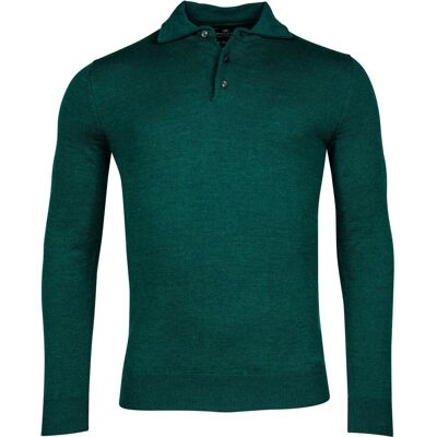 Baileys Trui Merino Blend Pullover Polo Collar Buttons Single Knit Donker Groen / male Baileys Trui Merino Blend Pullover Polo Collar Buttons Single Knit Donker Groen / male