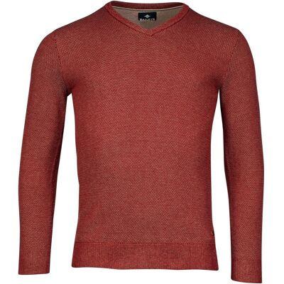 Baileys Trui V-Neck Allover 2-Tone Structure Knit Stone Red / male Baileys Trui V-Neck Allover 2-Tone Structure Knit Stone Red / male