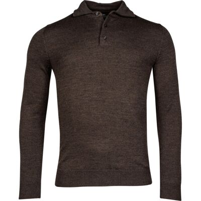 Baileys Trui Merino Blend Pullover Polo Collar Buttons Single Knit Dark Brown / male Baileys Trui Merino Blend Pullover Polo Collar Buttons Single Knit Dark Brown / male