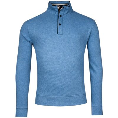 Baileys Trui Half Zip Button Combi Allover Waffle Texture Denim Blue / male Baileys Trui Half Zip Button Combi Allover Waffle Texture Denim Blue / male