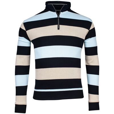 Baileys Trui Half Zip Piqué Doubleface Yarn Dyed Two-Tone Stripes Navy / male Baileys Trui Half Zip Piqué Doubleface Yarn Dyed Two-Tone Stripes Navy / male