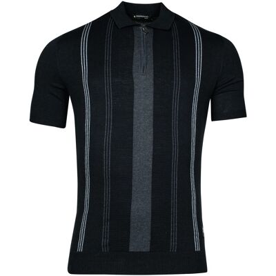 Giordano Polo Enzo Knitted Melange Vertical Stripe Zip Collar Navy / male Giordano Polo Enzo Knitted Melange Vertical Stripe Zip Collar Navy / male