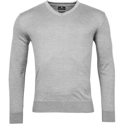 Baileys Trui V-Hals Merinowol Uni Color Single Knit Zilvergrijs / male Baileys Trui V-Hals Merinowol Uni Color Single Knit Zilvergrijs / male