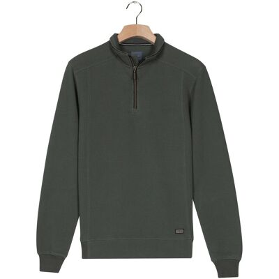 Baileys Trui Sweat Half Zip Hi-Low Structure Uni Color Dark Forest / male Baileys Trui Sweat Half Zip Hi-Low Structure Uni Color Dark Forest / male