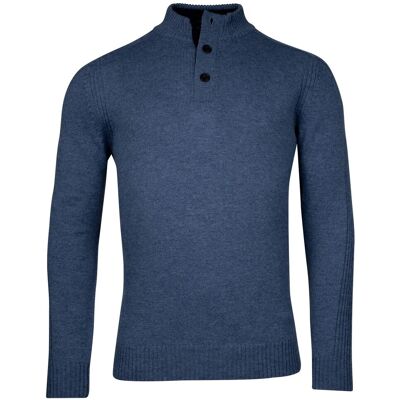 Baileys Trui Half Zip And Buttons Subtle Rib Details Mid Denim Blue / male Baileys Trui Half Zip And Buttons Subtle Rib Details Mid Denim Blue / male